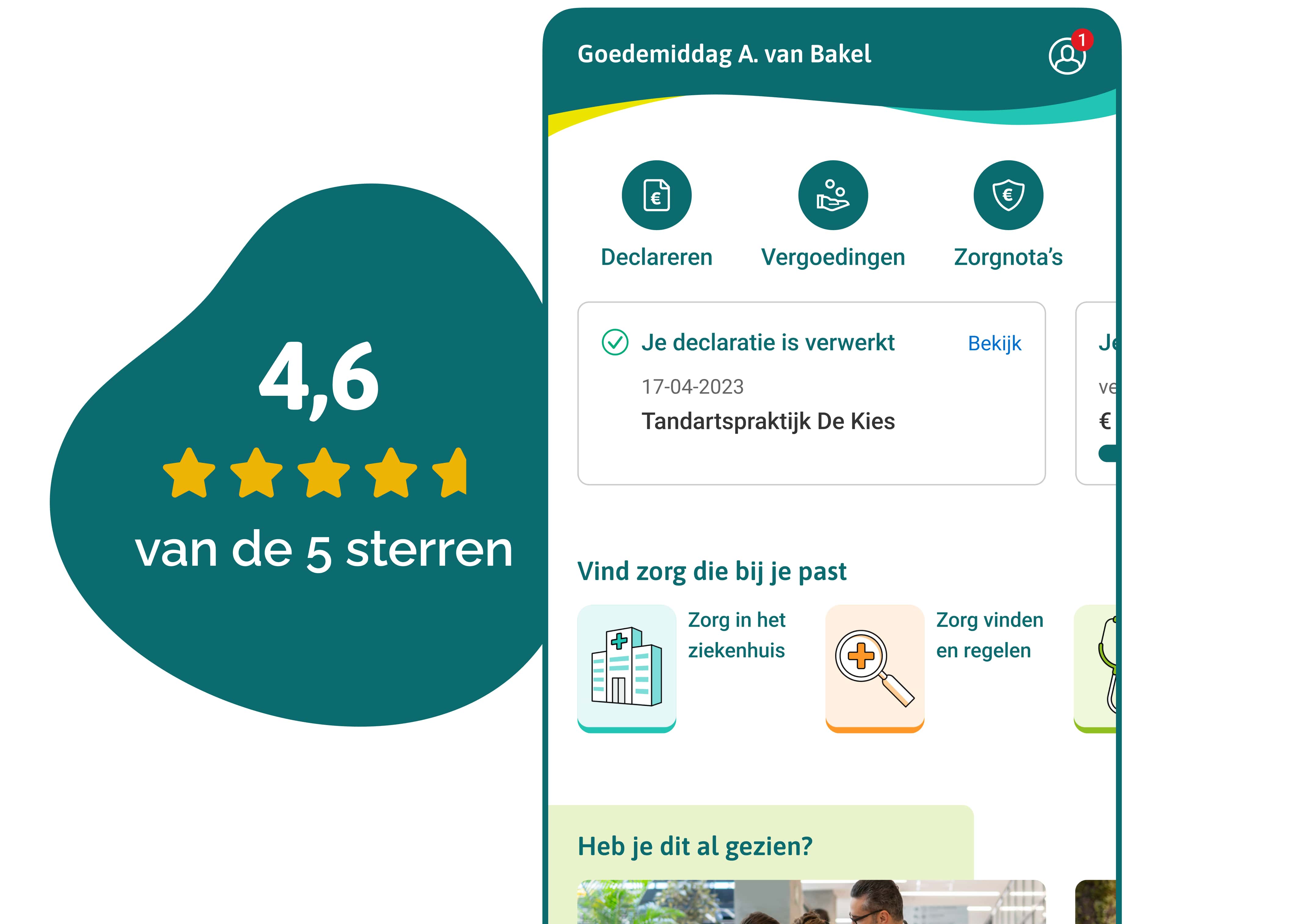 Het gemak van de VGZ app.